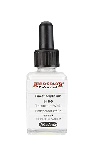Schmincke - AERO COLOR® Professional, Transparent Weiß, 28 ml, 28 100 023, feinst-flüssige, farbstarke Acrylfarbe für Acrylmalerei, Airbrush, Mixed Media von Schmincke