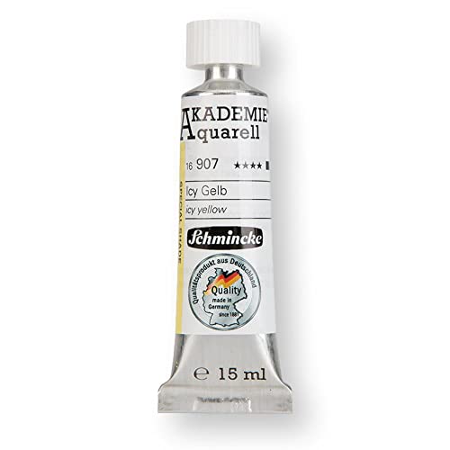 Schmincke – AKADEMIE® Aquarell Tubenfarbe, pastellige Icy Colours Sonderfarben, 15 ml Tube, 16 907 006 Icy Gelb, feine Künstler-Aquarellfarben von Schmincke