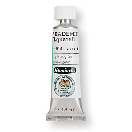 Schmincke – AKADEMIE® Aquarell Tubenfarbe, pastellige Icy Colours Sonderfarben, 15 ml Tube, 16 914 006 Icy Blaugrün, feine Künstler-Aquarellfarben von Schmincke