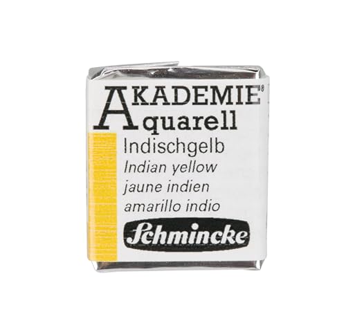 Schmincke – AKADEMIE® Aquarell, feine Künstler-Aquarellfarben, Indischgelb, 16 225 044, halbes Näpfchen, Aquarellmalerei, vegane Wasserfarbe von Schmincke