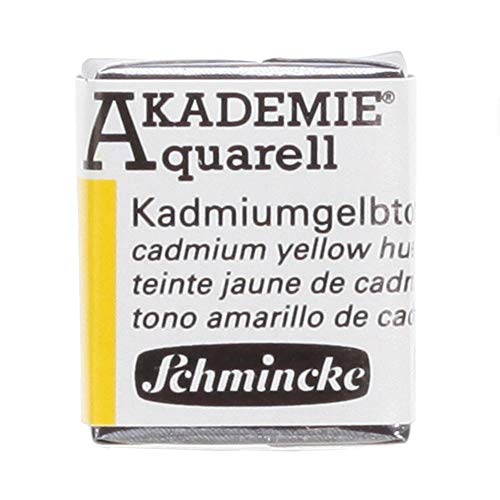 Schmincke – AKADEMIE® Aquarell, feine Künstler-Aquarellfarben, Kadmiumgelbton, 16 224 044, halbes Näpfchen, Aquarellmalerei, vegane Wasserfarbe von Schmincke