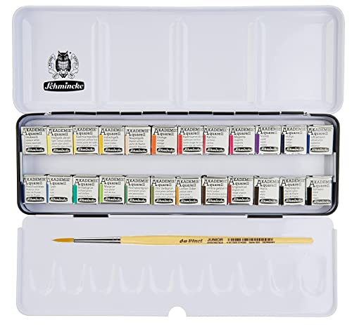 Schmincke AKADEMIE AQUARELL METALLKASTEN 24X1/2 N mit Pinsel Da Vinci von Schmincke