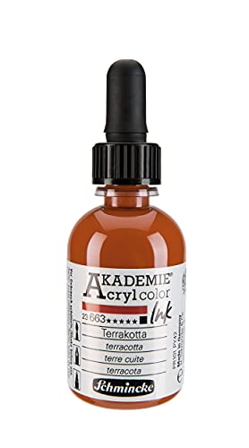 Schmincke - AKADEMIE Acryl color INK, Terrakotta, 50 ml, 23 663 024, flüssige Acryl color-Farbe, pigmentierte Acryltinte zum Malen, Schreiben, Airbrush von Schmincke