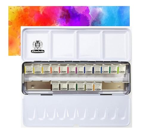 Schmincke Akademie Aquarellfarben-Set, 18-teilig, halbe Pfannen von Schmincke