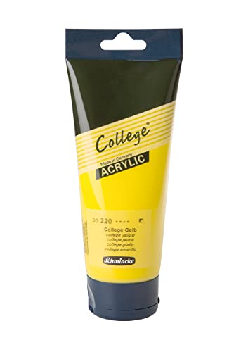 Schmincke - College Acrylic, College Gelb in 200 ml-Tube, 33220014, Acrylfarbe mit Künstler-Pigmenten in hoher Konzentration, deckend und lasierend, lichtecht, seidenmatt von Schmincke