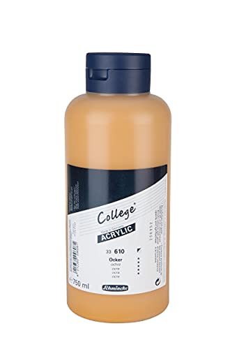 Schmincke - College Acrylic, Ocker 750 ml, 33610030, Acrylfarbe mit Künstler-Pigmenten in hoher Konzentration, deckend und lasierend, lichtecht, seidenmatt von Schmincke