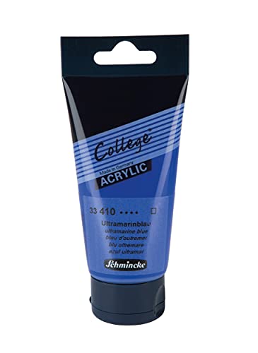 Schmincke - College Acrylic, Ultramarinblau in 75 ml-Tube, 33410013, Acrylfarbe mit Künstler-Pigmenten in hoher Konzentration, deckend und lasierend, lichtecht, seidenmatt von Schmincke