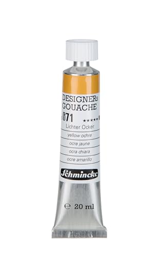 Schmincke - Designers Gouache, Lichter Ocker, 20 ml-Tube, 25 671 007, streifenfreier Auftrag, maximal deckend, farbintensiv und samtmatt von Schmincke