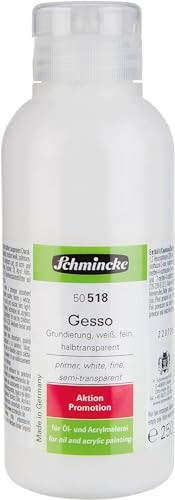 Schmincke - Gesso, 50 518 027,250 ml, weiße, halbtransparente, licht- und alterungsbeständige Grundierung für Öl- und Acrylfarben, gebrauchsfertig, Grundierung für Leinwände von Schmincke