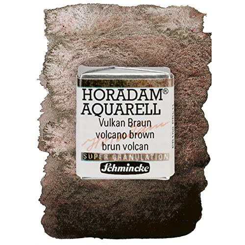 Schmincke – HORADAM® AQUARELL, Super Granulation, 14 915 044 Vulkan Braun, 1/2 Näpfchen, sehr stark granulierende Farbtöne, feinste, supergranulierende Aquarellfarben von Schmincke