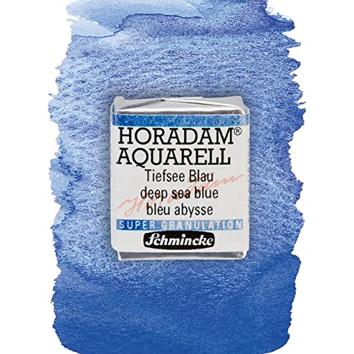 Schmincke – HORADAM® AQUARELL, Super Granulation, 14 953 044 Tiefsee Blau, 1/2 Näpfchen, sehr stark granulierende Farbtöne, feinste, supergranulierende Aquarellfarben von Schmincke