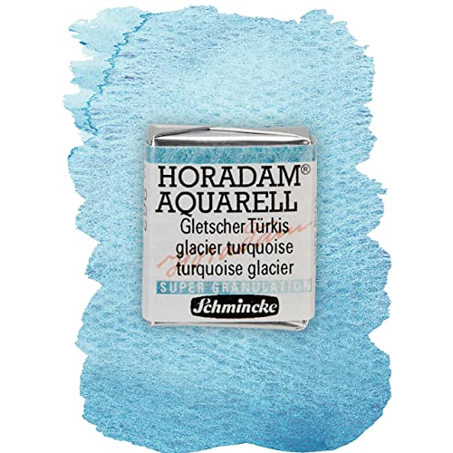 Schmincke – HORADAM® AQUARELL, Super Granulation, 14 962 044 Gletscher Türkis, 1/2 Näpfchen, sehr stark granulierende Farbtöne, feinste, supergranulierende Aquarellfarben von Schmincke