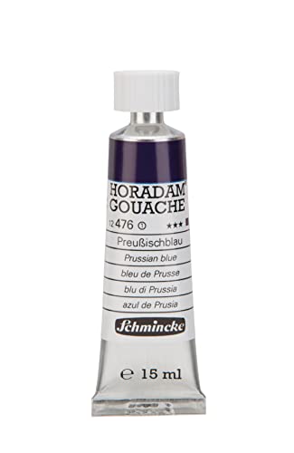 Schmincke - Horadam Gouache, Preußischblau, 15 ml-Tube, 12 476 006, feinste Gouache, natürliche Deckkraft, höchst pigmentiert, farbintensiv und matt von Schmincke