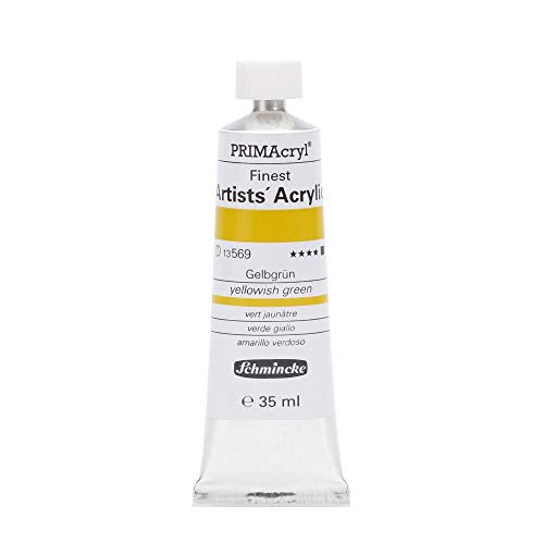 Schmincke - PRIMAcryl® Professional feinste brillante Acrylfarbe, Gelbgrün, 35 ml Tube, 13 569 009, Premiumacrylfarbe, Acrylmalerei, Profi-Qualität von Schmincke