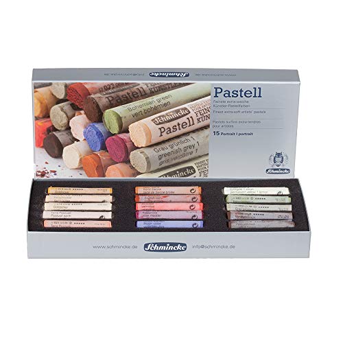 Schmincke – Pastell, 15 Farben „Portrait“, 77 415 097, Kartonset mit 15 Pastellstiften, handgefertigte Pastelle, brillante, samtmatte, höchst lichtechte Farbtöne von Schmincke