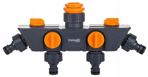 Schmith Vierfach-Gartenhahnteiler mit Ventilen Wasserhahn 4 Wege Verteiler Wasserverteiler Splitter von Schmith