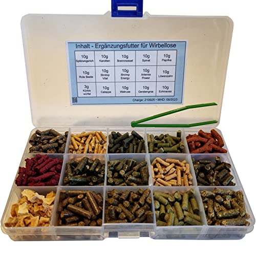 Futtersticks-Set für Garnelen (groß) / 143g = 14x10g + 1x3g / 15 Sorten von Schmitt Aquaristik