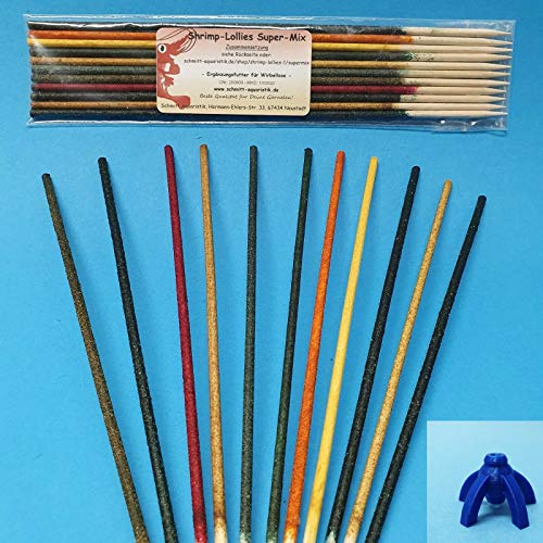 Schmitt Aquaristik Shrimp-Lollies Super-Mix (11x1 Lollie = 11 Stück) + Halter (Farbe wählbar!) (blau) von Schmitt Aquaristik