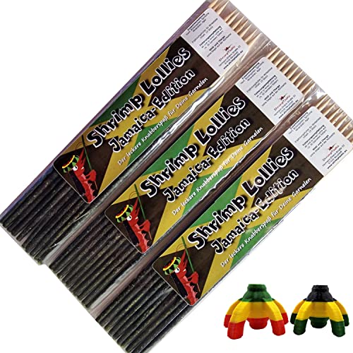 Shrimp-Lollies Jamaica-Edition (3x10 Stück) + Zwei Halter/Garnelen Lollies Futter Sticks Futterstangen von Schmitt Aquaristik