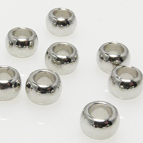 10 Metallperlen Perlen 4x6mm Spacer Großlochperlen Beads silberfarben -1007 von Schmuck-Traumwelt