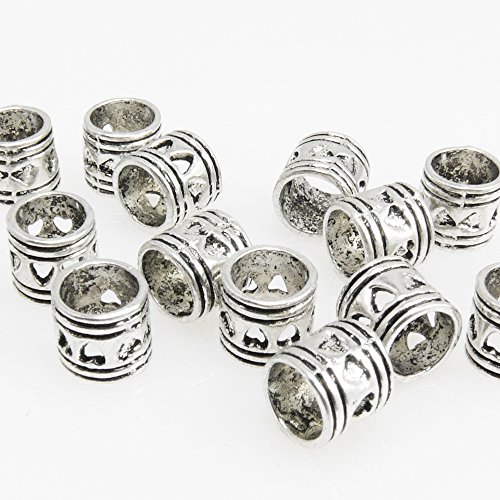 15 Metallperlen Perlen 6mm Spacer Großlochperlen Beads silberfarben -118 von Schmuck-Traumwelt