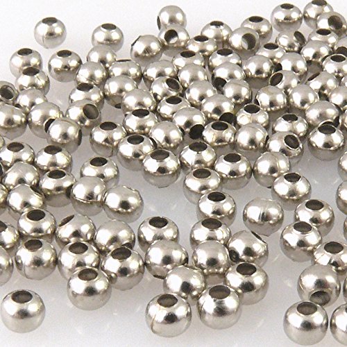 150 Metallperlen Kugeln 3mm rund silberfarben Metall Perlen Beads -985 von Schmuck-Traumwelt