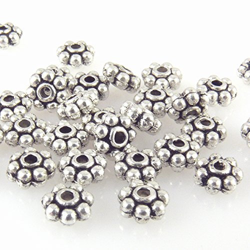 30x Metallperlen Rondelle 5mm Spacer Perlen altsilber Metallspacer -1444 von Schmuck-Traumwelt