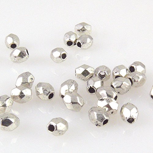 30x facettierte Metallperlen 4mm silber antik Facettenperlen -1440 von Schmuck-Traumwelt