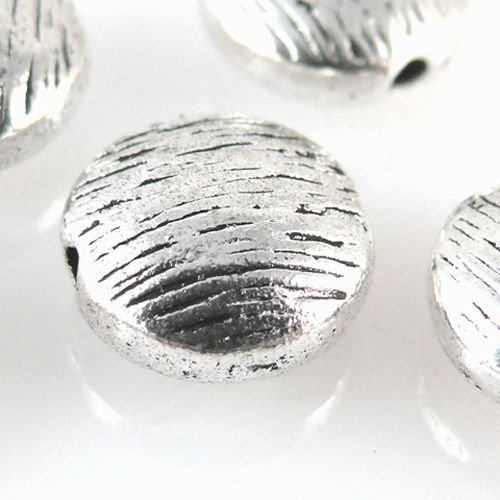5 Metallperlen Metall Münzen 10mm silberfarben Spacer Perlen -1327 von Schmuck-Traumwelt