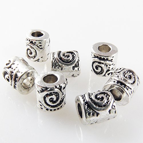 7 Metallperlen Perlen 6mm Spacer Großlochperlen Beads altsilber Metallbads von Schmuck-Traumwelt