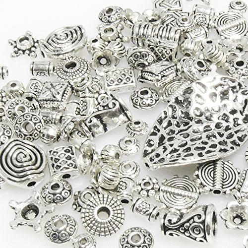 Bastelset Metallperlen Mix 131 St. Metall Beads Perlen silbern antik -293 von Schmuck-Traumwelt