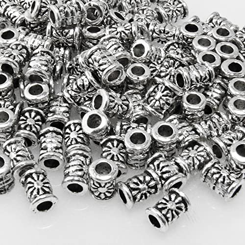 Großpackung Großlochperlen 120x Metallperlen Spacer 6mm Walzen silber Metall Perlen von Schmuck-Traumwelt