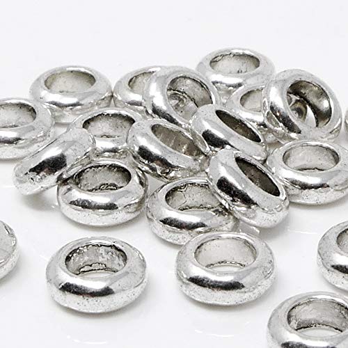 Metallperlen 25x Perlen 2,5x6mm Spacer Großlochperlen silber Metallbeads von Schmuck-Traumwelt