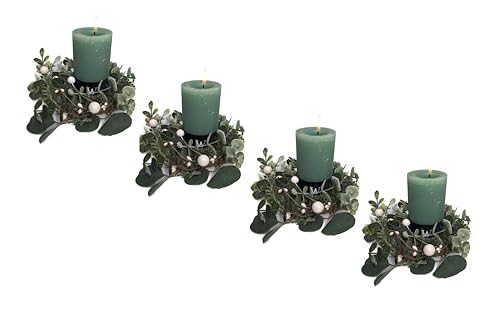 Schmucks HOME Adventskranz künstlich 4X Deko Weihnachten Kerzen Kranz 88 cm + 4X Stumpenkerzen von Schmucks HOME