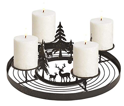 Schmucks HOME Adventskranz modern Metall mit + 4 Kerzen schwarz weiß rund von Schmucks HOME