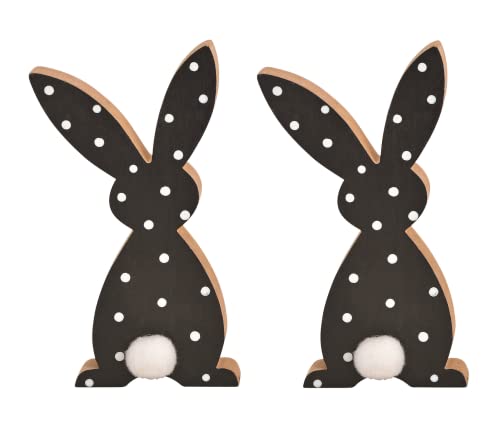 Schmucks HOME Osterdeko Set Hase 2X Osterhase Figur 18 cm Holz schwarz weiß (Single Schwarz) von Schmucks HOME