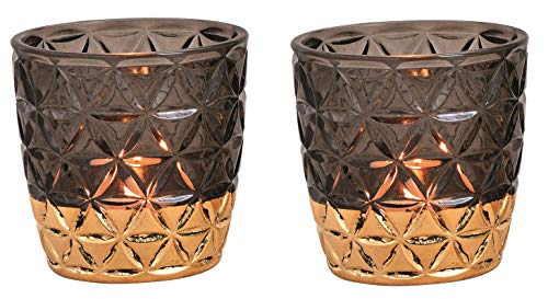 Schmucks HOME Deko Gold schwarz 2X Windlicht Glas Teelichthalter 9x9 cm (schwarz) von Schmucks HOME