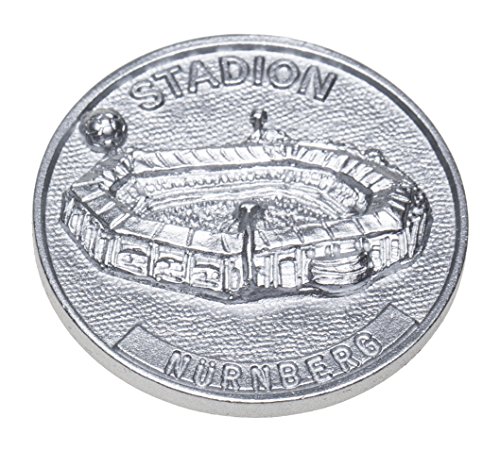 Schnabel-Schmuck Nürnberg Medaille Fußballstadion, silber / schwarz / rot / gold bemalt von Schnabel-Schmuck