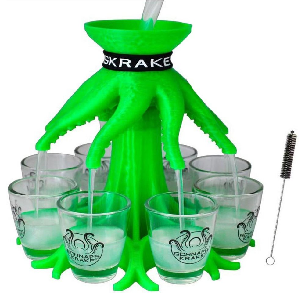 Schnapskrake Schnapsglas Schnapskrake® Neongrün Shotverteiler Getränkeverteiler 8 Gläser á 3cl von Schnapskrake