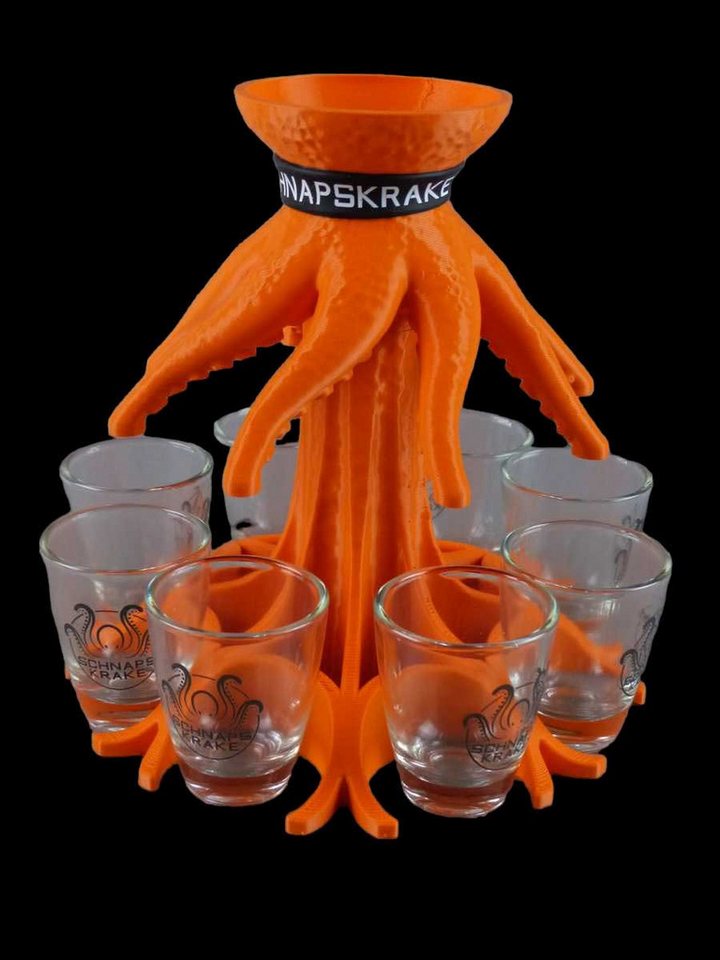 Schnapskrake Schnapsglas Shotverteiler Getränkeverteiler 8 Gläser á 3cl Partygag Orange, Kunststoff von Schnapskrake