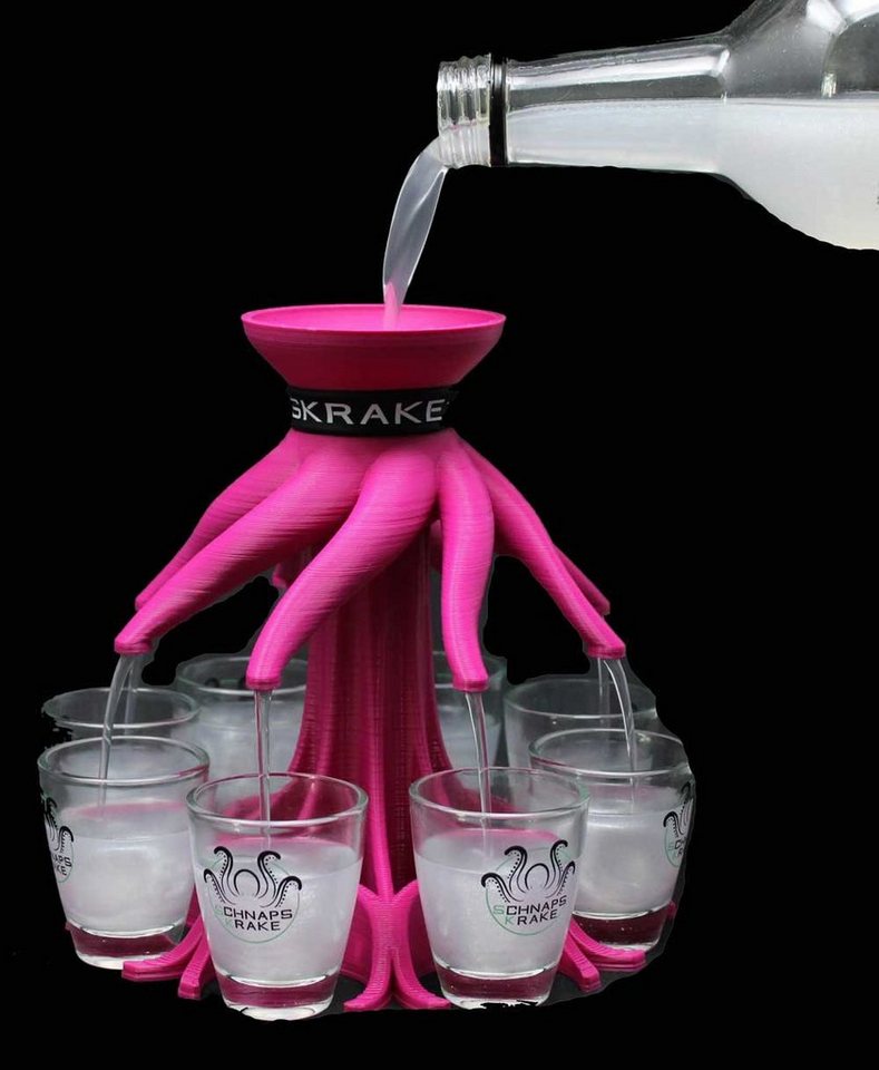 Schnapskrake Schnapsglas Shotverteiler Getränkeverteiler 8 Gläser á 3cl Partygag Pink, Kunststoff von Schnapskrake