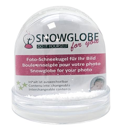 50000 Schneekugel groß von Fotos Base Transparente mit Schnee Foto-Schneekugel Kunststoff 9cm von Schneekugelhaus