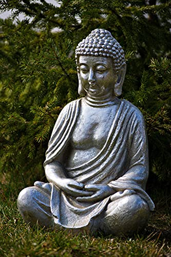 Schneemann-Versand 50cm großer Thai Buddha Budda Silber Figur Statue Feng Shui Deko Garten von Schneemann-Versand
