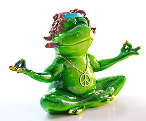 Schneemann-Versand Deko Frosch mit Locken Yoga Peace-Zeichen Joint 18cm breit von Schneemann-Versand