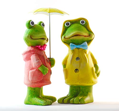 Schneemann-Versand Dekofiguren Frosch Frösche mit Regenschirm Garten Regenjacke Paar - Balkon von Schneemann-Versand