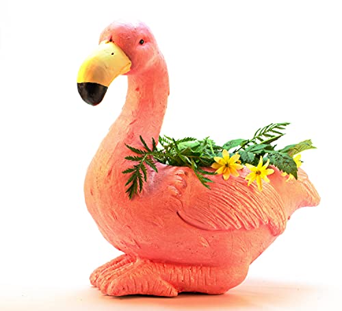 Schneemann-Versand Große Gartenfigur Flamingo Lara Figur Deko rosa Blumen Pflanzschale 35cm von Schneemann-Versand