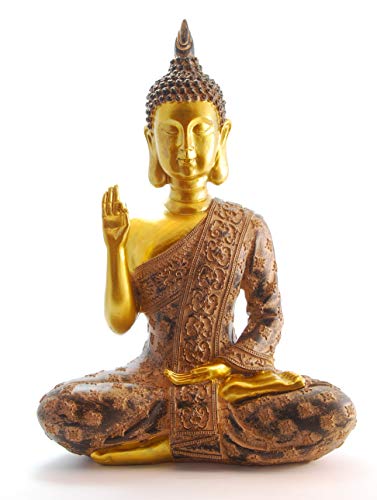 Schneemann-Versand Thai Buddha Budda Figur Statue Feng Shui sitzend Gold schwarz ca. 28 cm von Schneemann-Versand