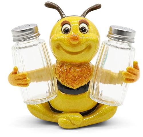Tom – Charmante Biene Salz & Pfefferstreuer aus Polyresin | Farbenfrohe Deko-Küchenfigur & Originelles Geschen von Schneemann-Versand