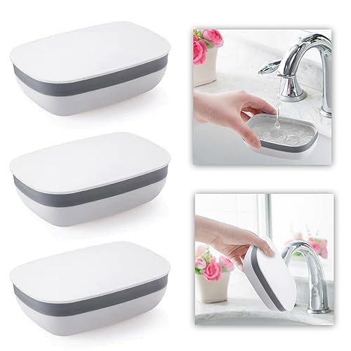 Schneespitze 3 Stück Seifendose Kunststoff,Seife Container Fall Box Reise Seifenschale Seifenablage Seifen Halter Kasten für Reisen Wandern Familienbad Schulgymnastik von Schneespitze