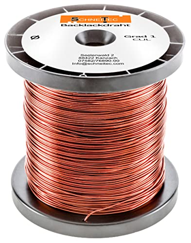 Backlackdraht Kupferlackdraht Durchmesser Ø 1,00 mm 1 kg ca. 139 Meter verbackbar im Ofen Spulen Cu Kupferlack Grad 1 CUL Kupferdraht Gewicht 1 Kilogramm 1,00 Millimeter Wickeldraht nach IEC 60317-38 von SchneiTec